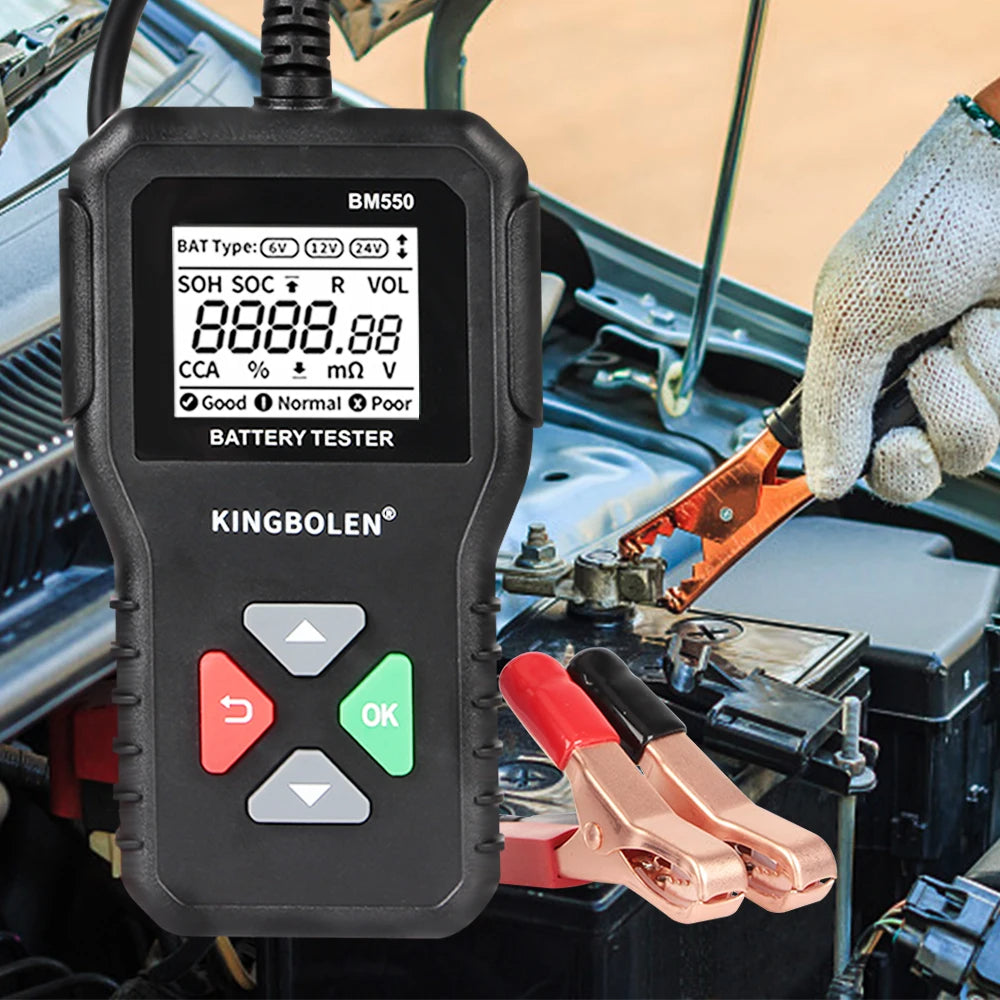 KINGBOLEN BM550 Car Battery Tester 6V 12V 24V 100-2000 CCA Battery System Analyzer