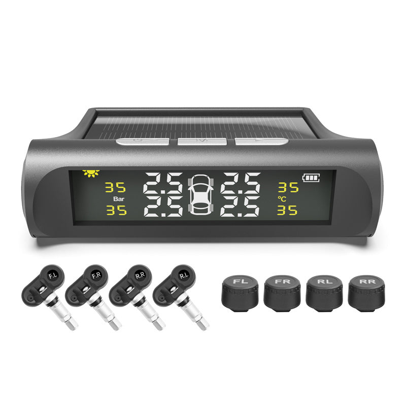 Solar Power TPMS Car Tire Pressure Alarm Monitor System