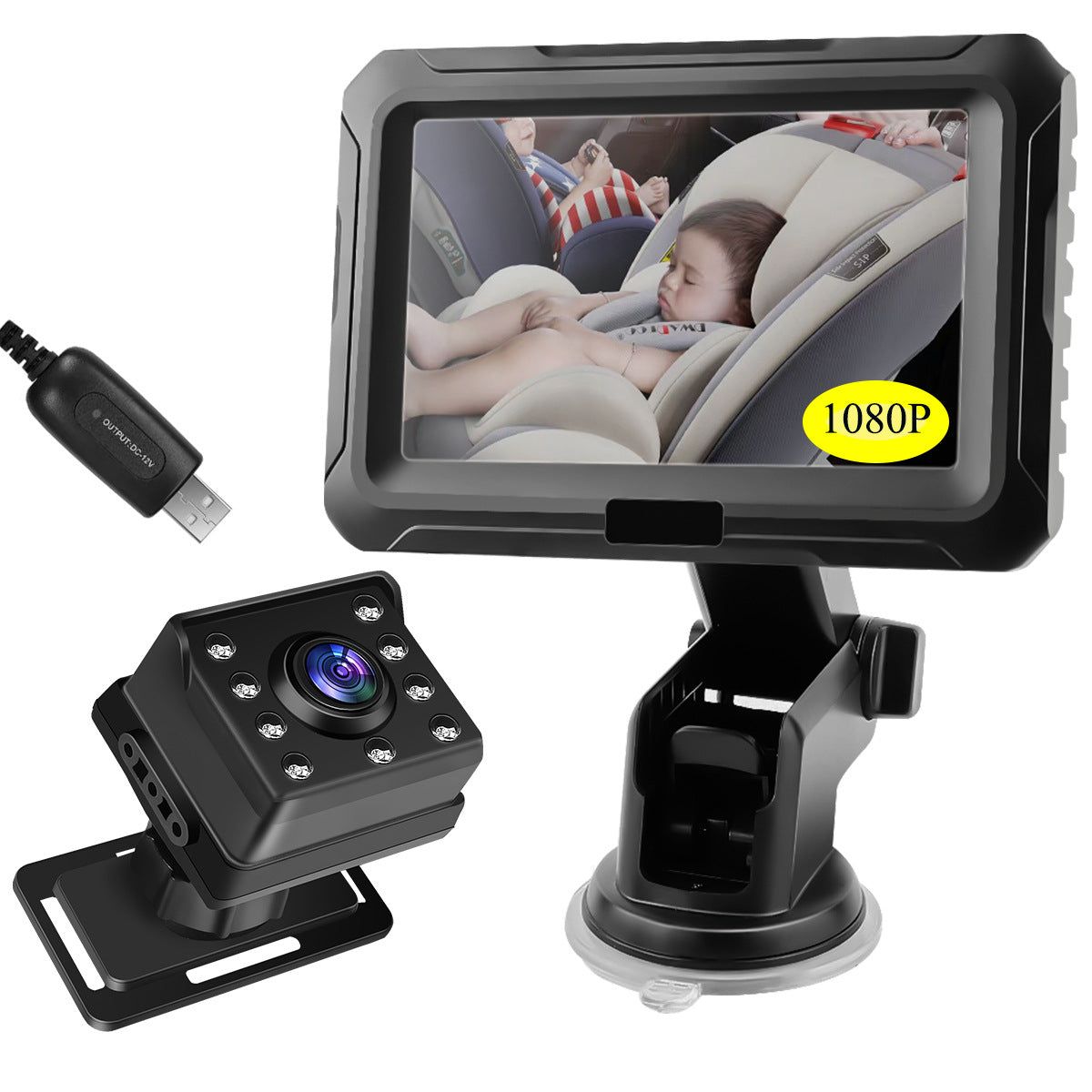 4.3-inch Car Baby Monitor Full Color HD Night Vision HD 1080P Camera