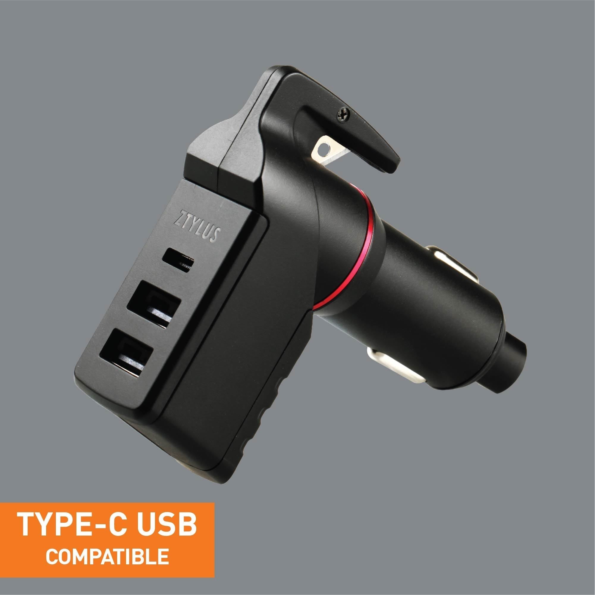 Emergency Escape Mini Hammer USB Car Charger - Multifunctional Vehicle Charger.