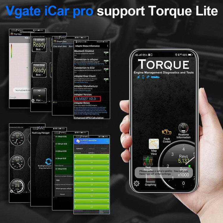 Vgate iCar Pro elm327 V2.3 OBD 2 OBD2 Car diagnostic Tools WIFI Blueto