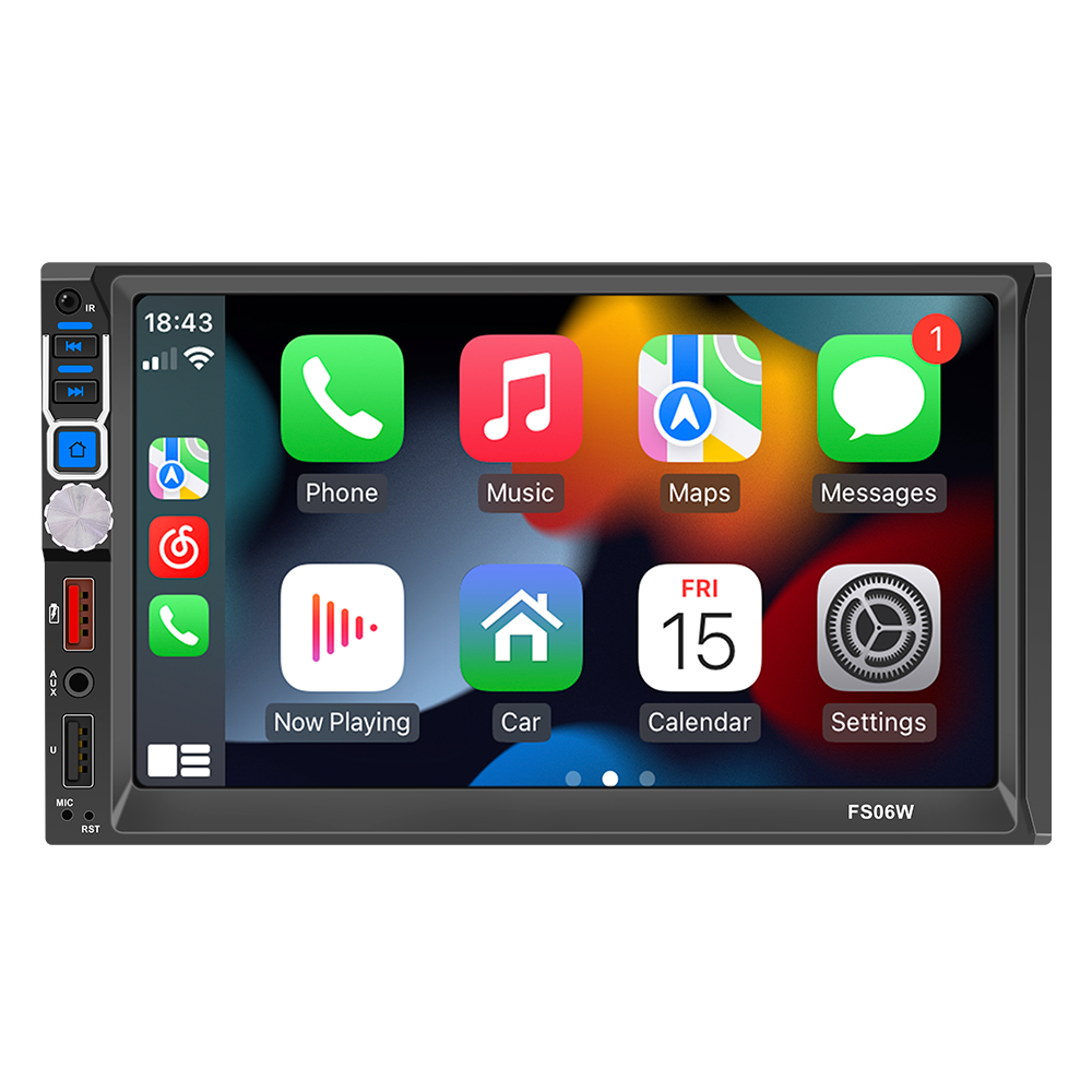 2 Din Car Radio CarPlay Wireless Android-Auto Bluetooth Mirror Link MP5 Player Aux USB Stereo Multimedia System Head Unit FS06W