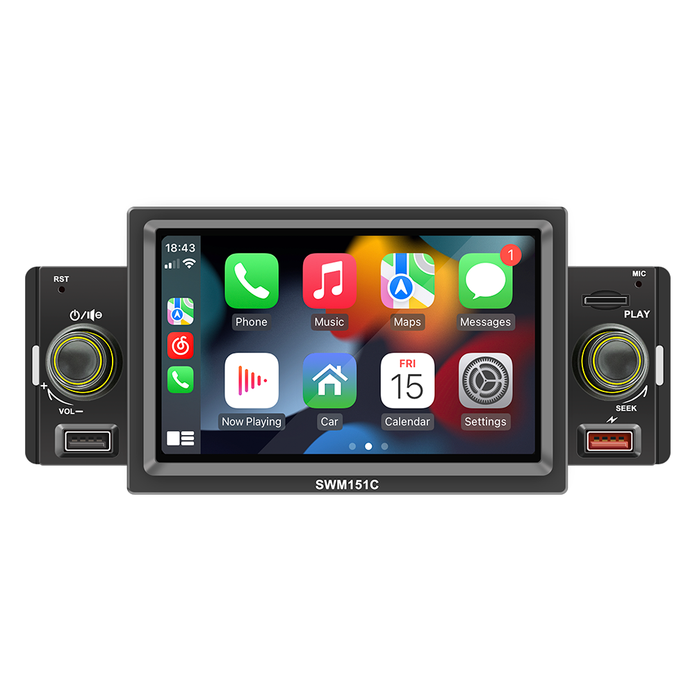 1 Din Car Radio CarPlay Android-Auto 5 Inch MP5 Player Bluetooth Hands Free A2DP USB FM Receiver Audio System Head Unit SWM151C