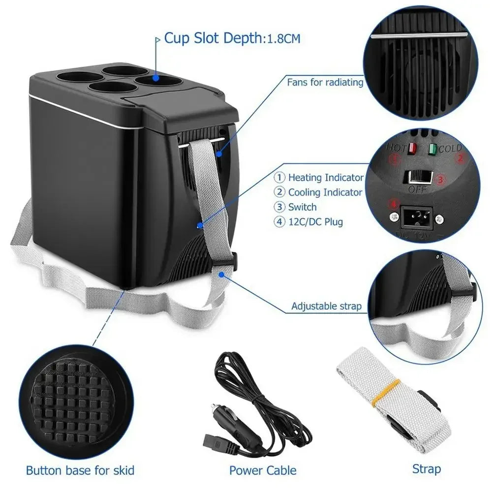 Electric Car Refrigerator 6L 12V Mini Freezer Car Freezer Cooler and Warmer Electric Fridge Portable Icebox Travel Refrigerator